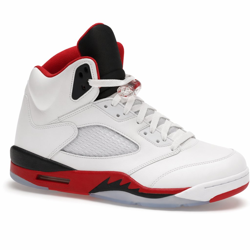 Mid-Top Reflective Basketball Sneaker · White/Fire Red