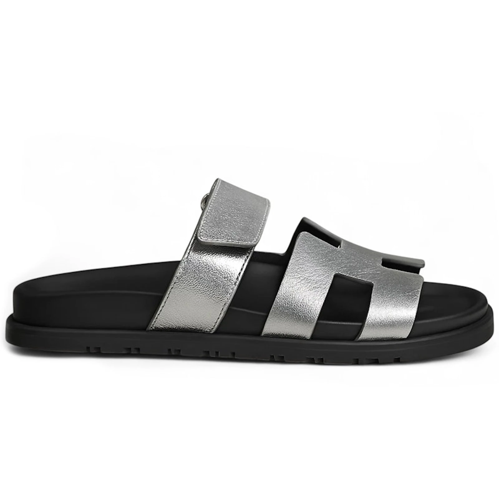 Hermes Chypre Sandal Gris ArgentÃ© Goatskin Metallic Finish (Women's)