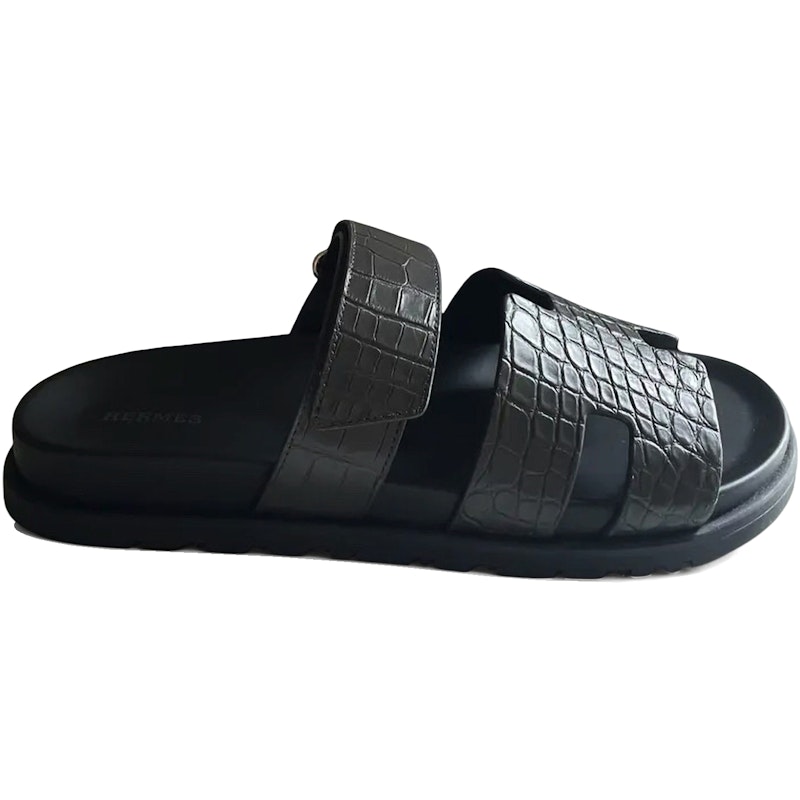 Hermes Chypre Sandal Matte Graphite Alligator
